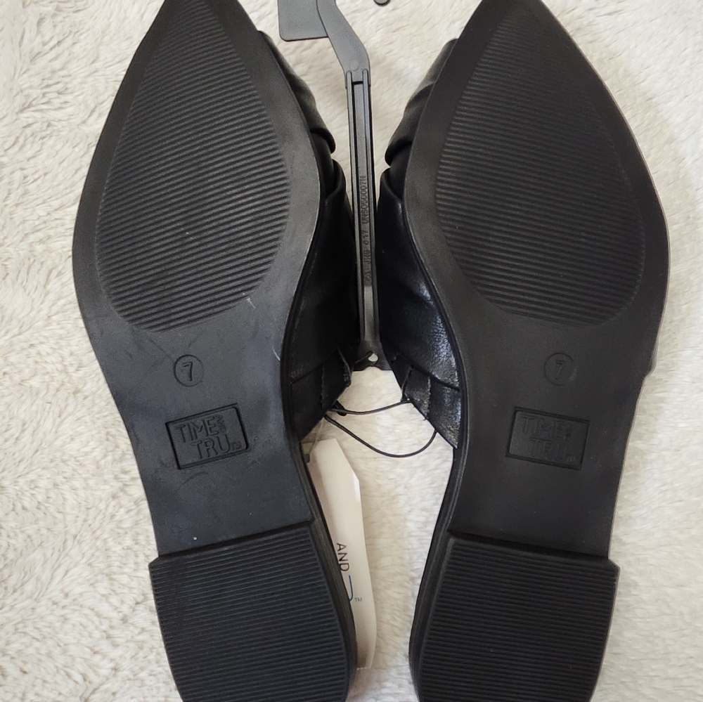 Black Mule Sandal Time and Tru Twist Mule Dress Slip On Pointed Toe Sz 7 Black - Picture 7 of 7